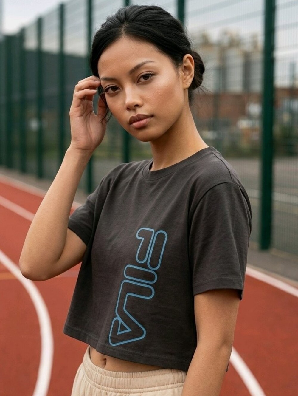 Fila Black Crop Top T Shirt Womens 2X #T33